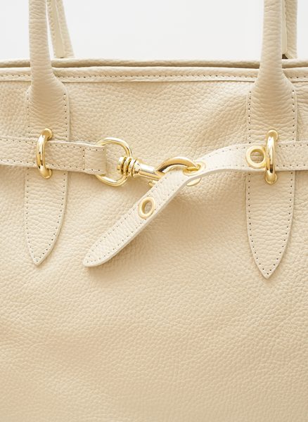 Kožená kabelka přes rameno béžová -