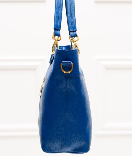 Kožená kabelka se zipem - královsky modrá -