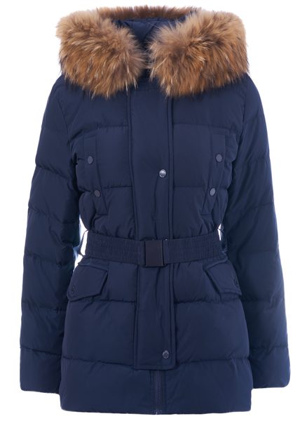 Giacca invernale donna con vera volpe Due Linee - Blu -