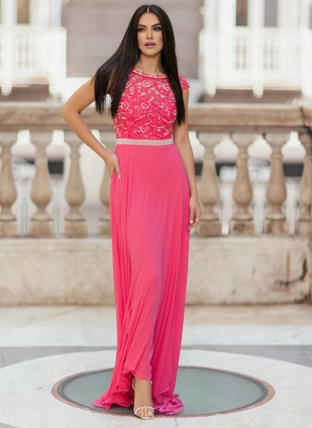 Rochie lungă de damă Due Linee - Somon -