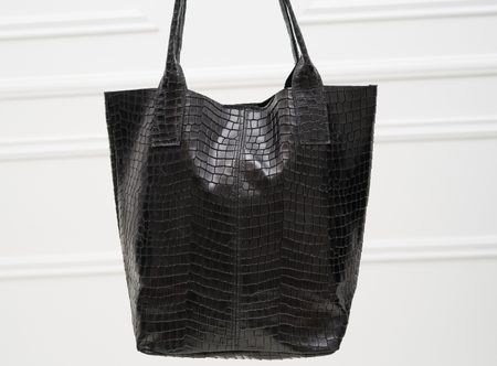 Geantă shopper din piele pentru femei Glamorous by GLAM - Neagră -