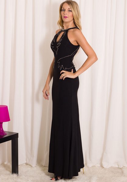 Vestido largo de mujer Due Linee - Negro -