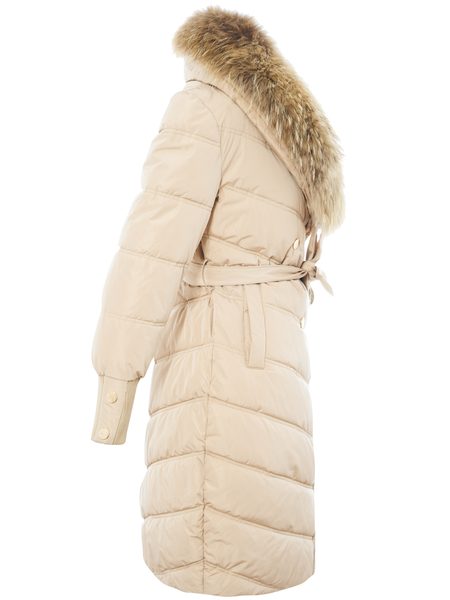 Winter jacket with real fox fur Due Linee - Beige -