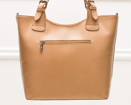 Dámská kožená kabelka do ruky - béžová -