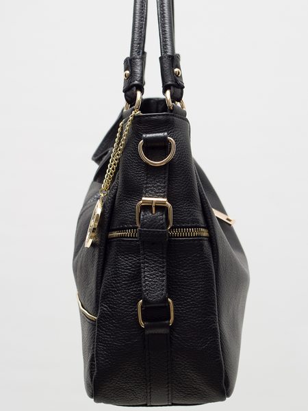 Čierna kožená kabelky so zipsom -