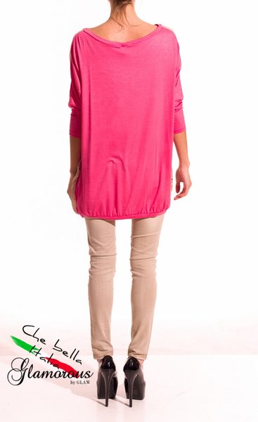 GbyG Tunika dlouhý rukáv vzor květin - růžová -