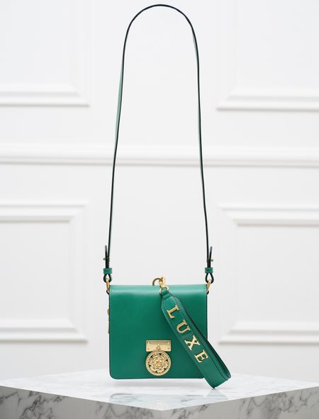 Geantă din piele crossbody pentru femei Guess Luxe - Verde -