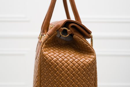 Dámská kožená kabelka kombinace coyo s proplétáním -