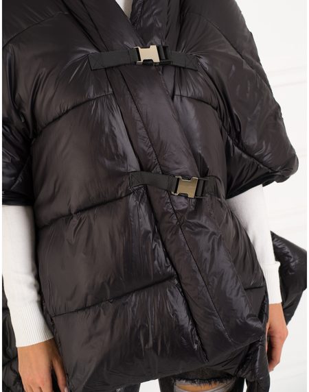 Dámská zimní bunda / pončo černá s přezkami -