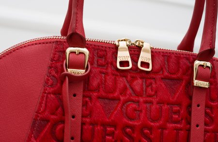 Bolso de cuero de mano para mujer Guess Luxe - Rojo -