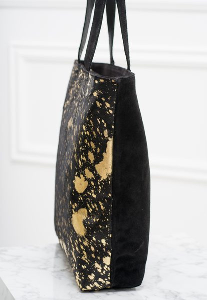 Bolso de hombro de cuero para mujer Due Linee - Negro -