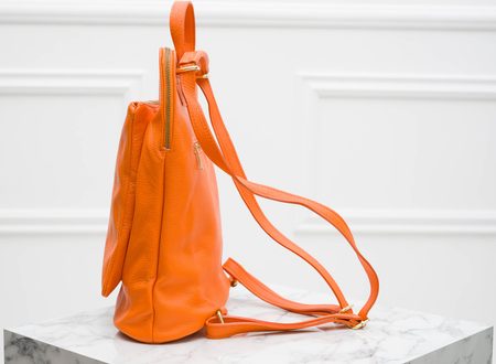 Women's real leather backpack Glamorous by GLAM - Orange -