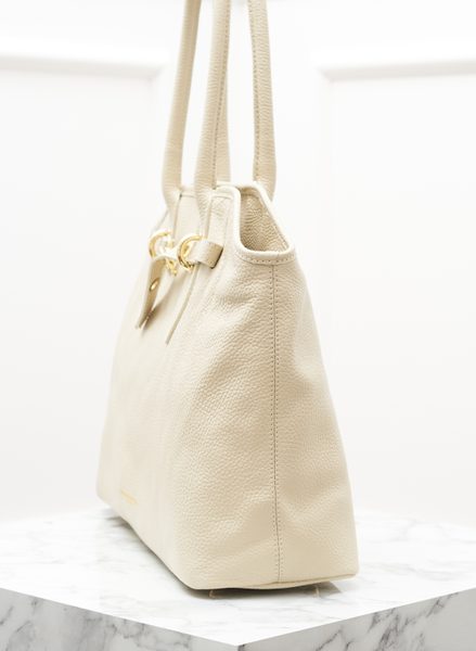 Kožená kabelka přes rameno béžová -