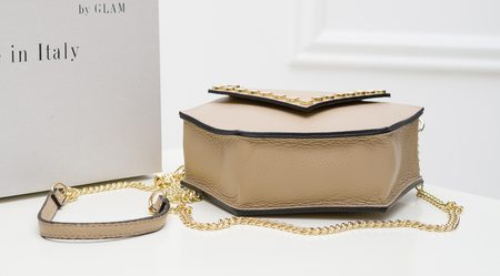 Damska skórzana crossbody torebka Glamorous by GLAM - beżowy -