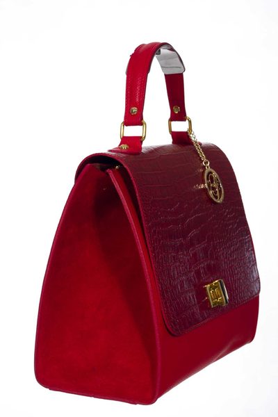GbyG luxusní kožená kabelka červená se semišem -
