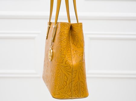 Real leather shoulder bag Glamorous by GLAM - Yellow -