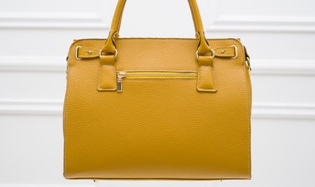 Dámská kožená kabelka se zámkem a řetízkem semiš - žlutá -