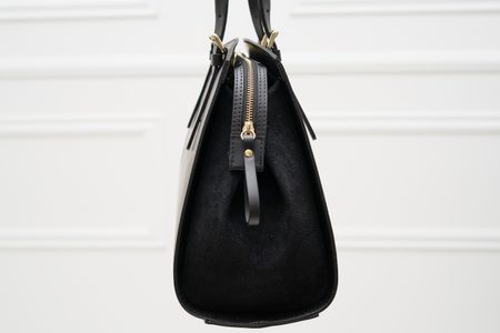 Dámská kožená kabelka kombinace semiš - černá -