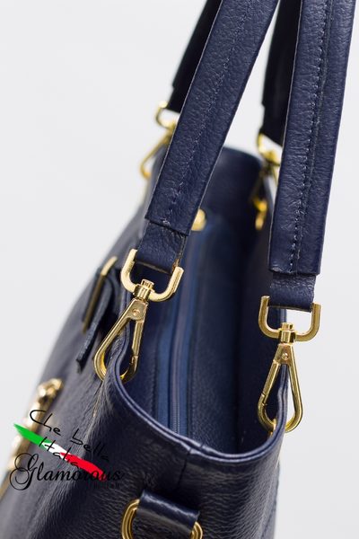 Real leather shoulder bag Glamorous by GLAM - Dark blue -