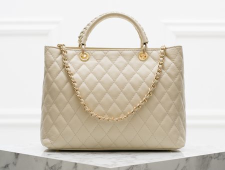 Real leather handbag Glamorous by Glam - Beige -