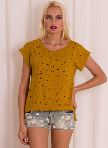 Dámské děrované tričko - žlutá -