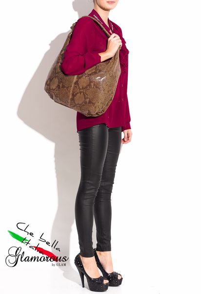 Bolso de hombro de cuero para mujer Glamorous by GLAM - Marrón -