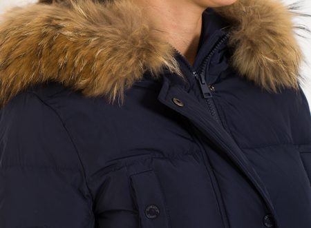 Chaqueta de invierno para mujer con piel de zorro real Due Linee - Azul -