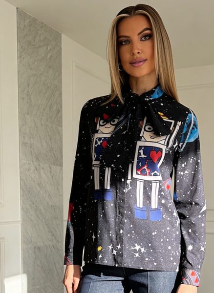 Women's top Due Linee - Black -