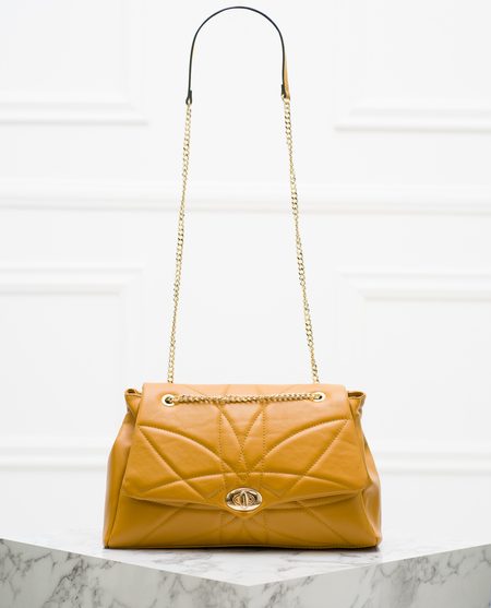 Real leather shoulder bag Glamorous by GLAM - Yellow -