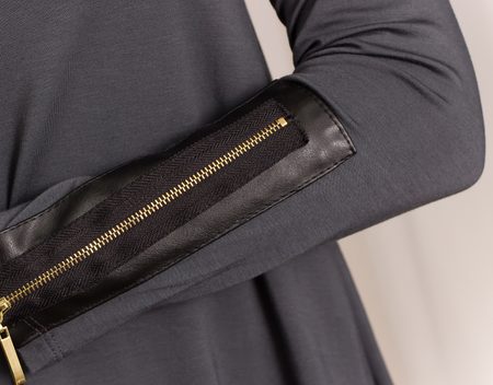 Dámská tunika se zipem na rukávu - šedá -