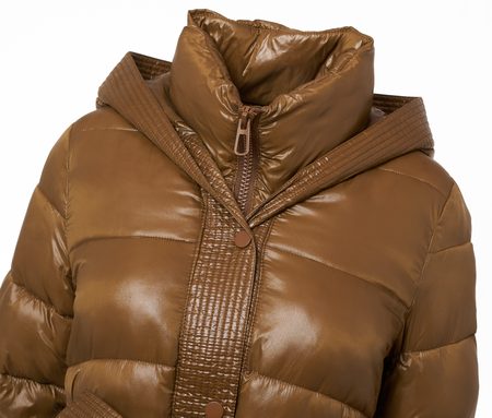 Dámská zimní bunda s vázáním camel -