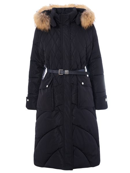 Dámská prošívaná zimní bunda s pravým mývalovcem -