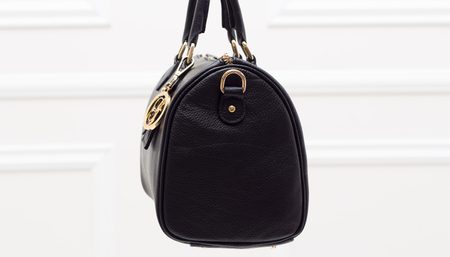 Dámská kožená kabelka kulatý tvar - černá -