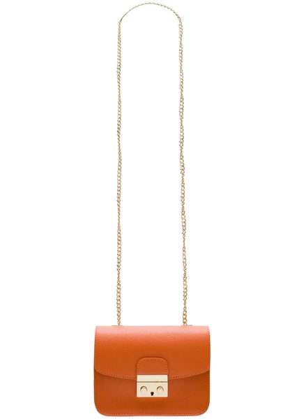 Dámská kožená crossbody kabelka ražená - oranžová -