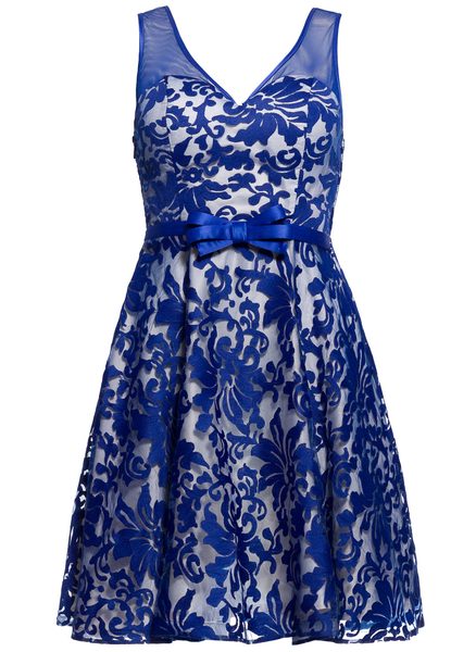 Damska koronkowa sukienka Due Linee - niebieski -