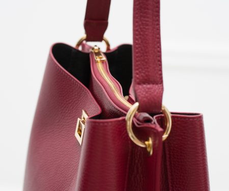 Real leather shoulder bag Glamorous by GLAM - Wine -