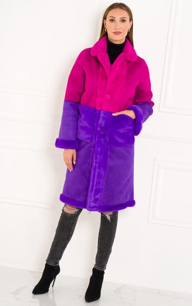 Dámský oboustranný kabát fuchsiová - fialová -