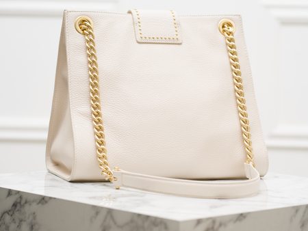 Real leather shoulder bag Guess Luxe - White -