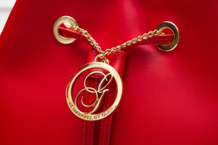 Dámská kožená kabelka vak - červená -