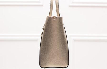 Kožená kabelka zo safiánové kože jednoduchá - zlatá -