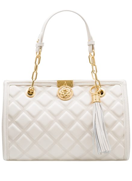 Borsa a spalla da donna in pelle Guess Luxe - Bianco -