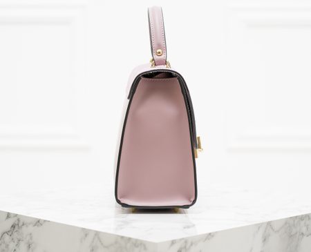 Elegantní kabelka do ruky kombinace kůže semiš - dusty pink -