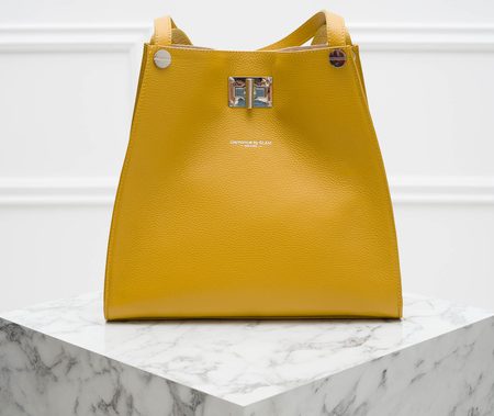 Real leather shoulder bag Glamorous by GLAM - Yellow -