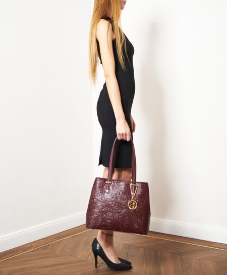 Real leather shoulder bag Glamorous by GLAM - Wine -