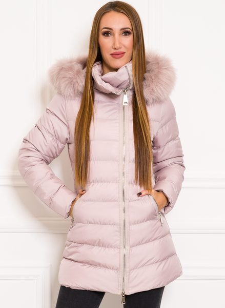 Glamadise.sk - Dámska zimná bunda s asymetrickým zipsom svetlo ružová - Due  Linee - Zimné bundy - Dámske oblečenie - GLAM, protože chci být odlišná!