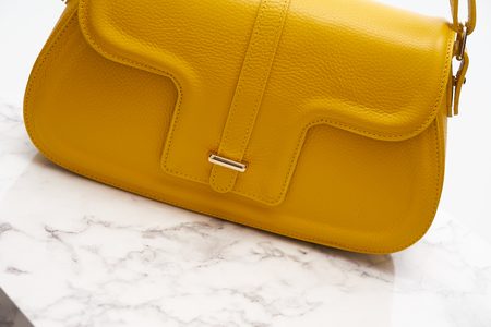 Real leather shoulder bag Glamorous by GLAM - Yellow -