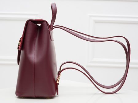 Mochila de mujer de cuero genuino Glamorous by GLAM - Borgoña -