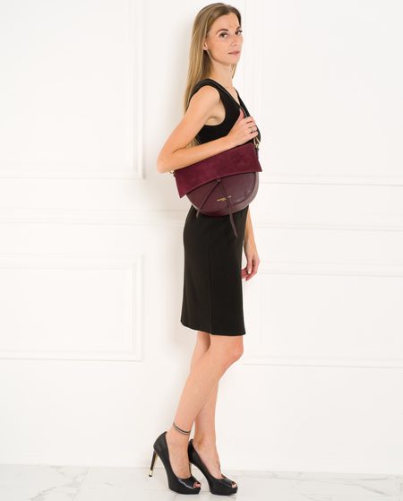 Bolso de hombro de cuero para mujer Glamorous by GLAM - Borgoña -