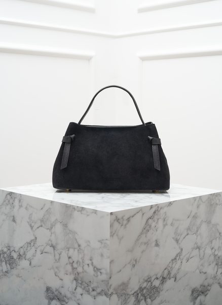 Kožená kabelka z broušené kůže do ruky černá -