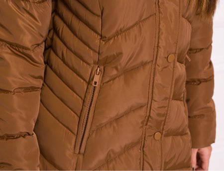 Damska kurtka zimowa z prawdziwym lisem Due Linee - brązowy -